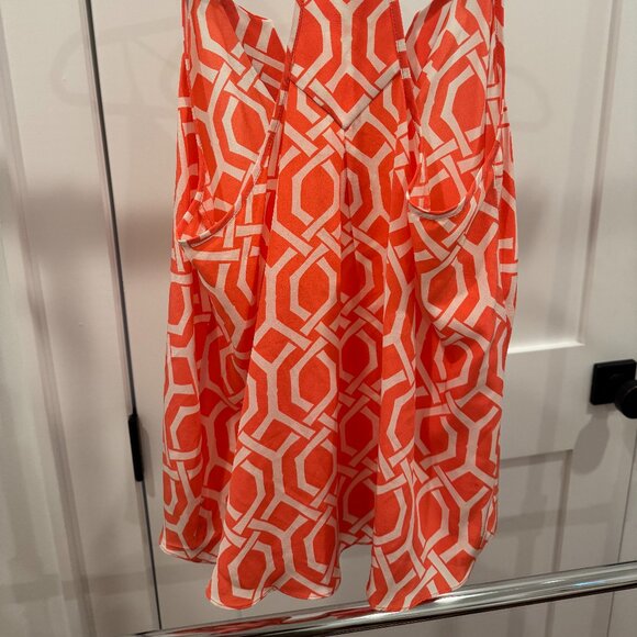 Alice & Trixie 60s Mod Print Tank Top, Pink & White Silk, XSmall - Picture 5 of 6